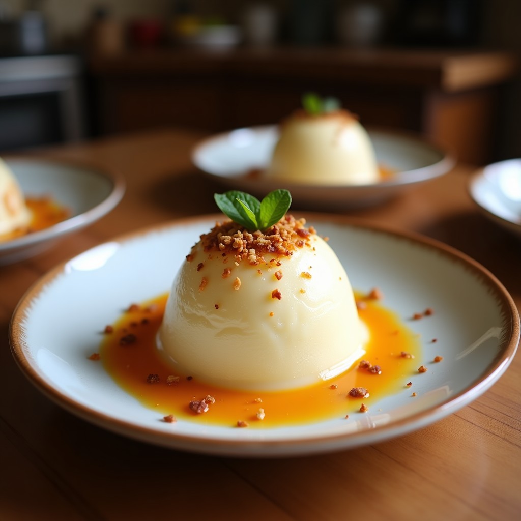 Helado cremoso de color marrón oscuro servido en un cuenco de barro, decorado con semillas de chía y coco rallado. Textura suave con un toque rústico, típico de la cocina mexicana.