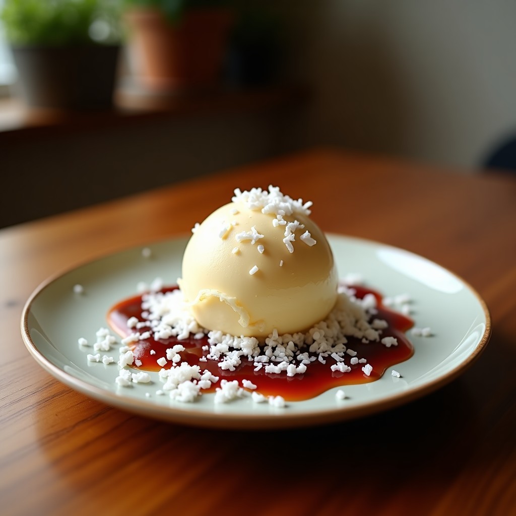 Helado de Caoba y Vainilla con Virutas de Coco: Postre Colombiano Vegano Sin Lácteos