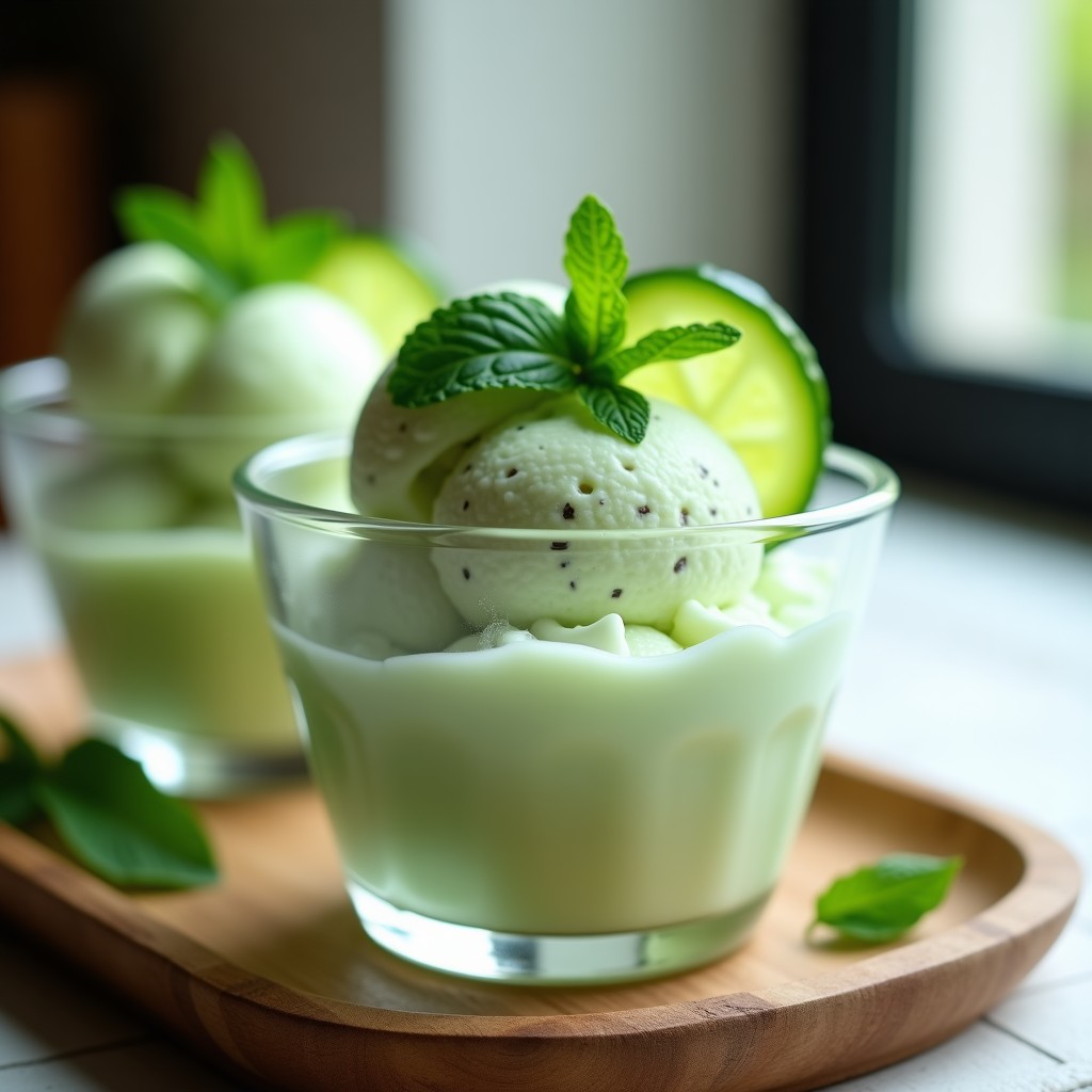Helado de Pepino y Mentol: Postre Keto Sin Lácteos con Toque Refrescante