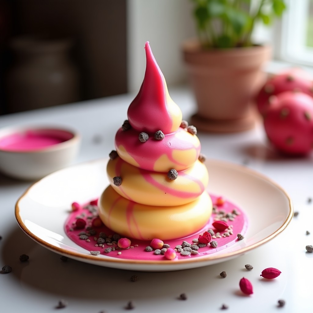 Helado de Pitahaya y Rosa Mosqueta: Postre Sin Lactosa con Antioxidantes