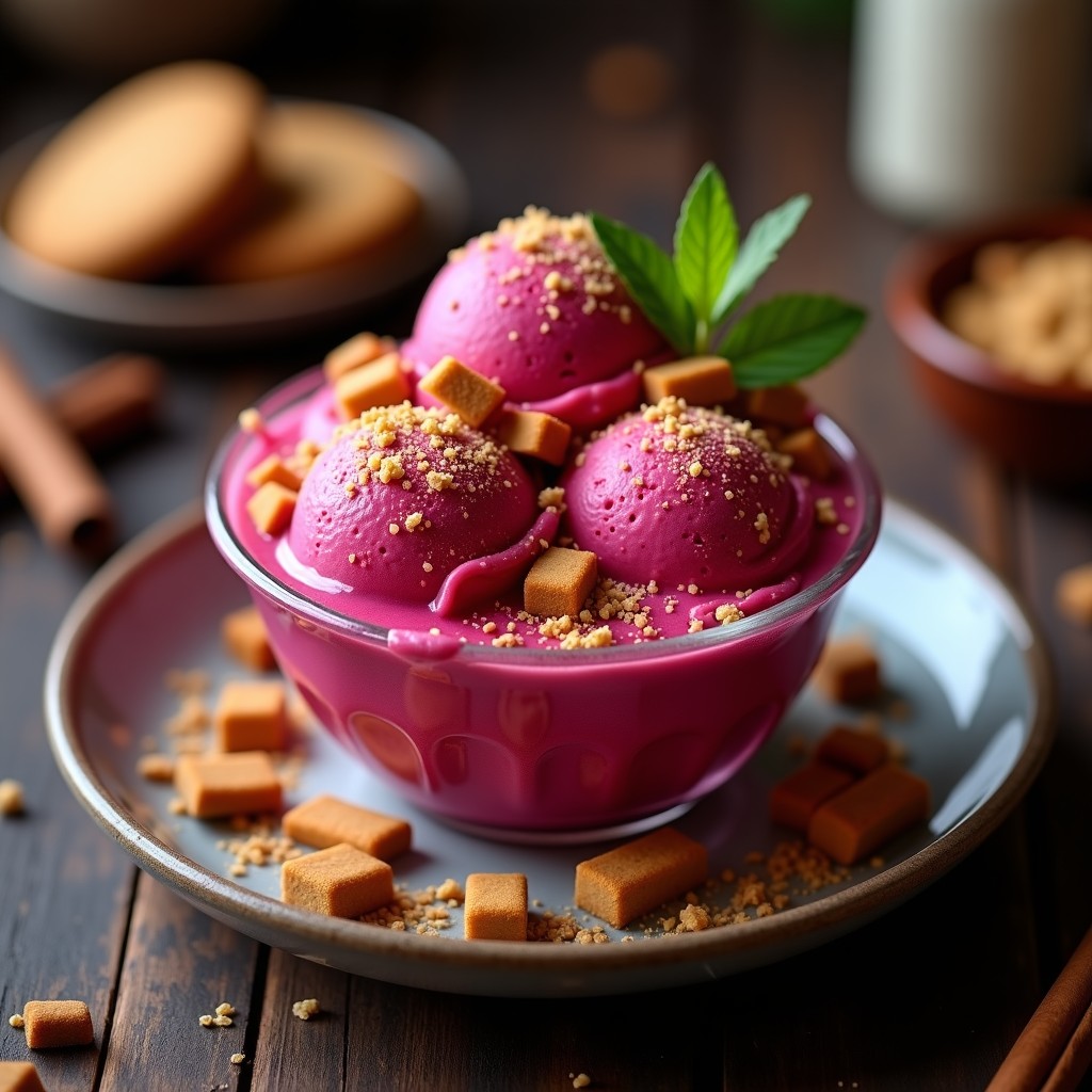 Helado de Remolacha y Jengibre con Trozos de Gingerbread: Postre Invernal Sin Lácteos