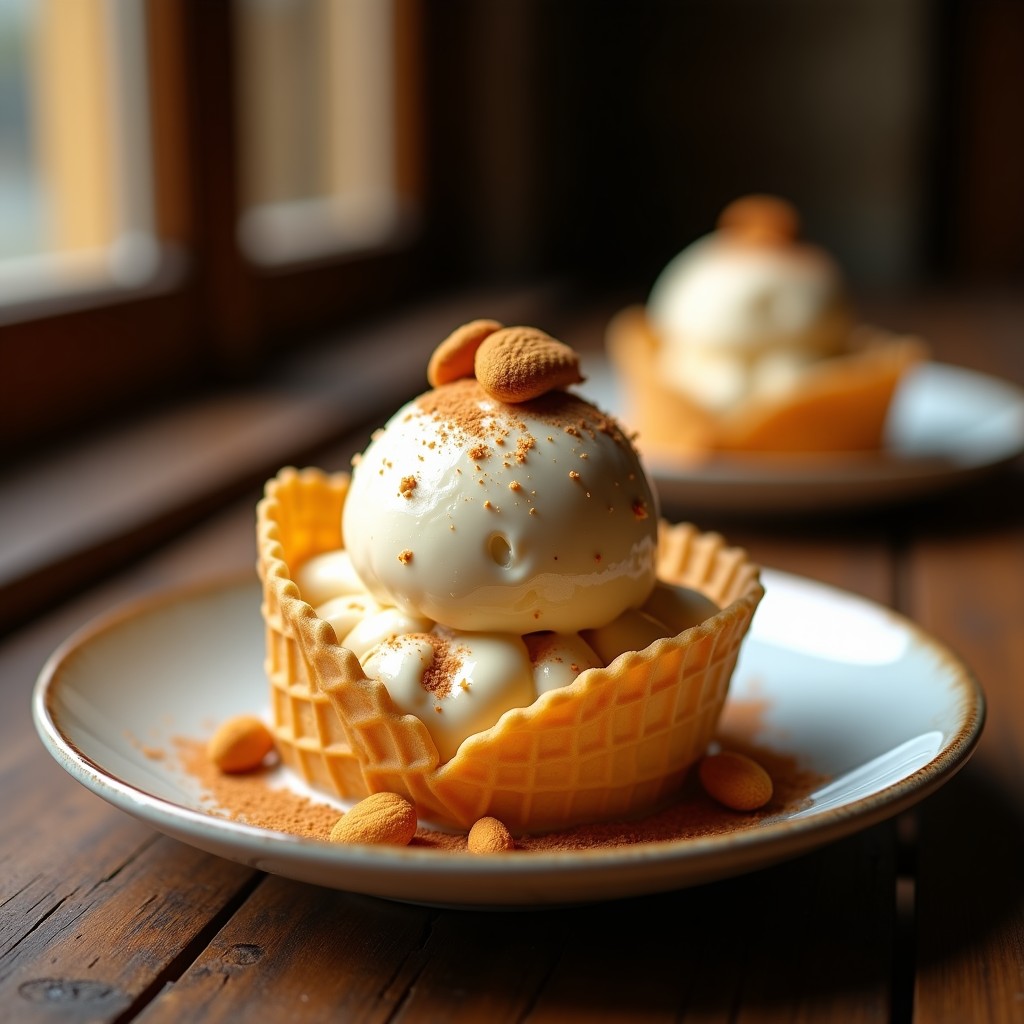 Helado de Turrón y Canela con Trozos de Mandorla: Postre Español Sin Lácteos