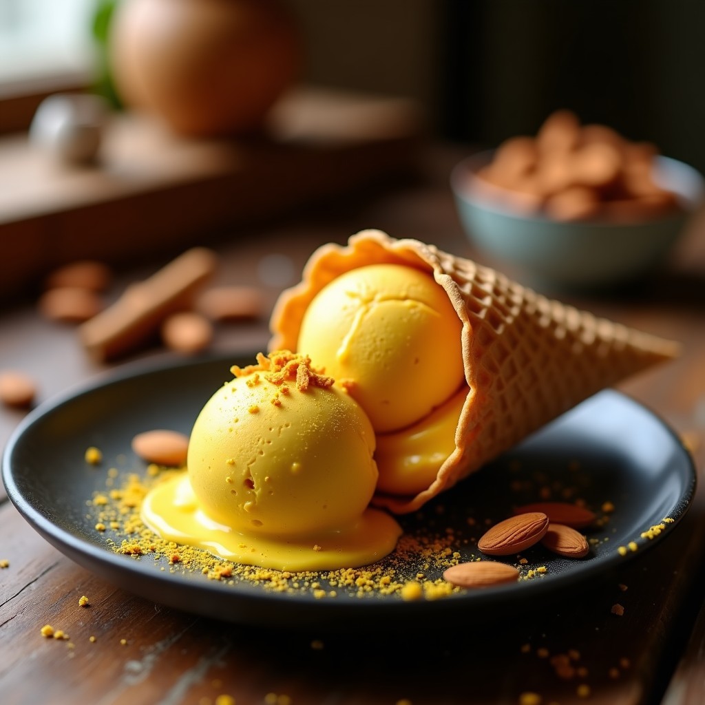 Helado de Turrón y Cúrcuma: Postre Español Keto Sin Lácteos en 3 Ingredientes