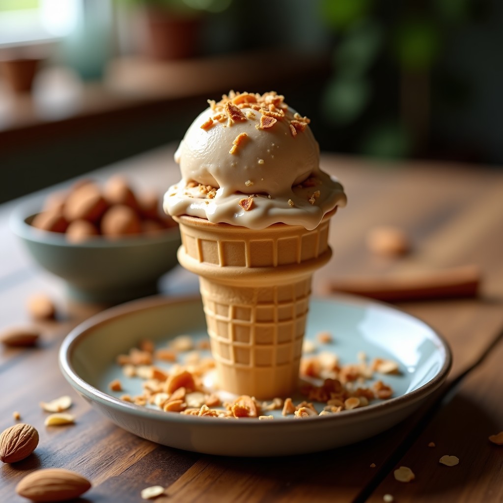 Helado de Turrón de Jijona y Almendra: Postre Español Sin Azúcar y Sin Lácteos