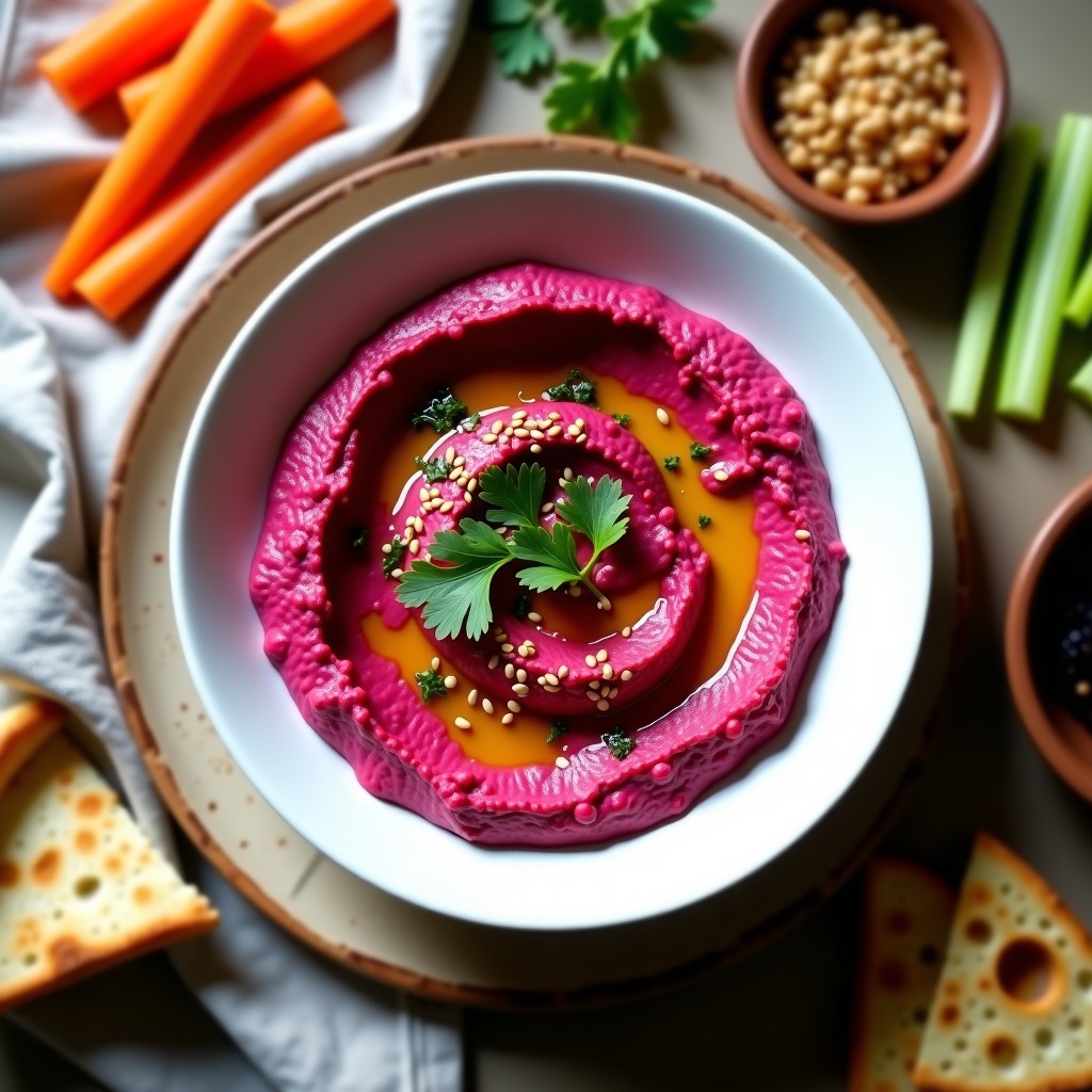Houmous de Remolacha y Tahini: Receta Vegana con Toque Vibrante en 10 Minutos