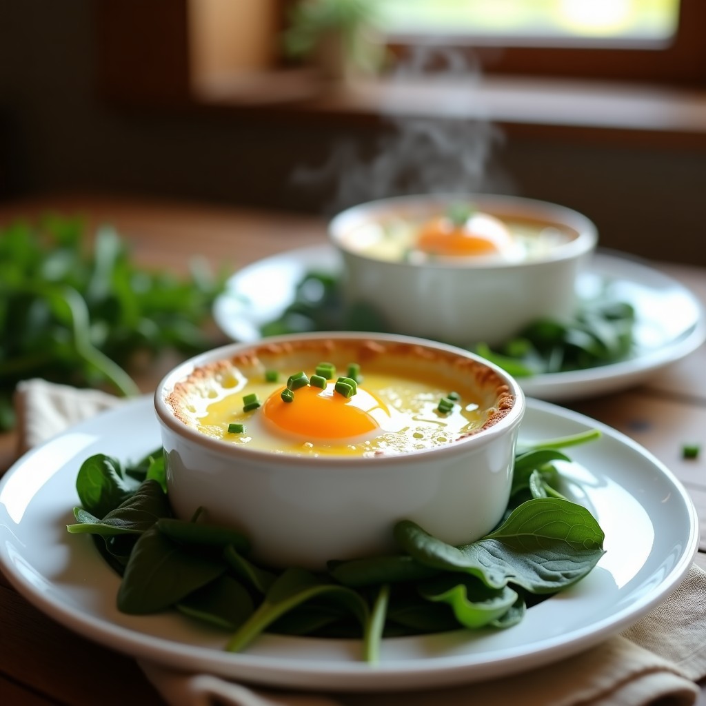 Huevos Cocotte con Espinacas y Trufa: Receta Francesa en Olla Express Alta en Proteína
