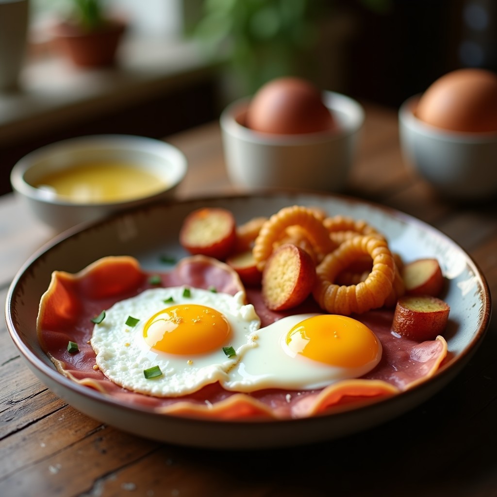 Huevos Rotos con Jamón Ibérico y Patatas Paja Crujientes: La Receta de Taberna Definitiva