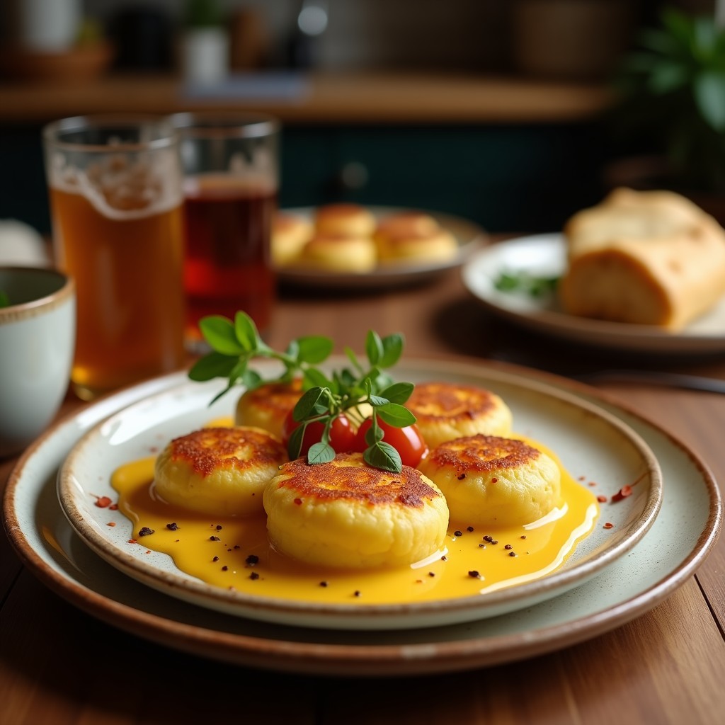 Humitas en hoja de maíz frescas, cremosas y recién cocidas al vapor, servidas en un plato de barro con un fondo rústico.