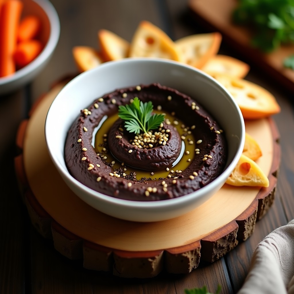Hummus de Habas Negras con Aceite de Trufa: Aperitivo Libanés en Thermomix