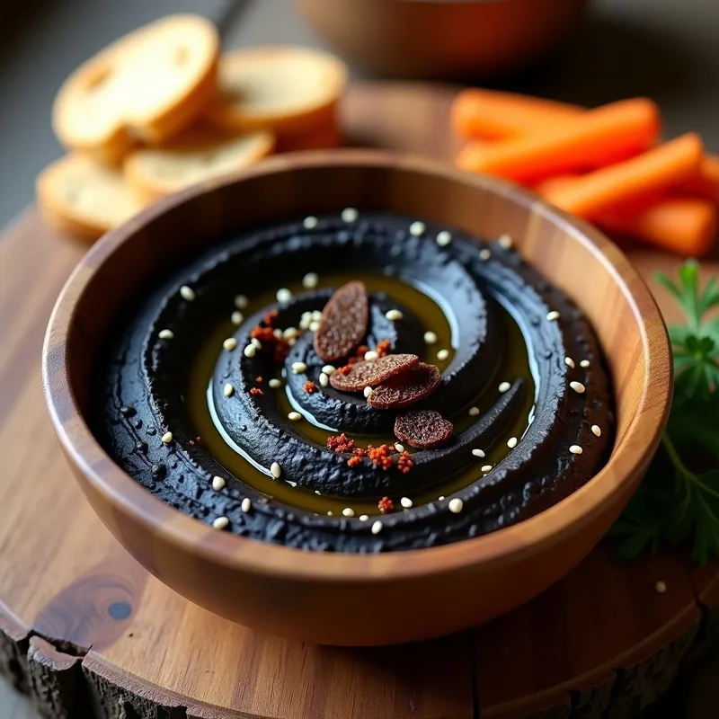 Hummus Negro con Trufa Ahumada: Receta Gourmet en 10 Minutos Sin Cocción