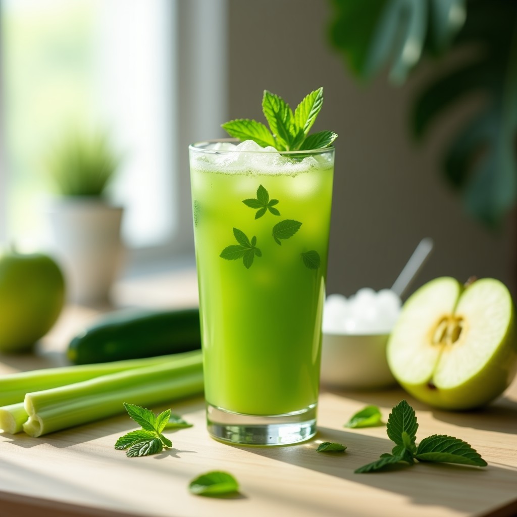 Jugo Verde de Apio, Pepino y Manzana: Bebida Desintoxicante y Alta en Fibra