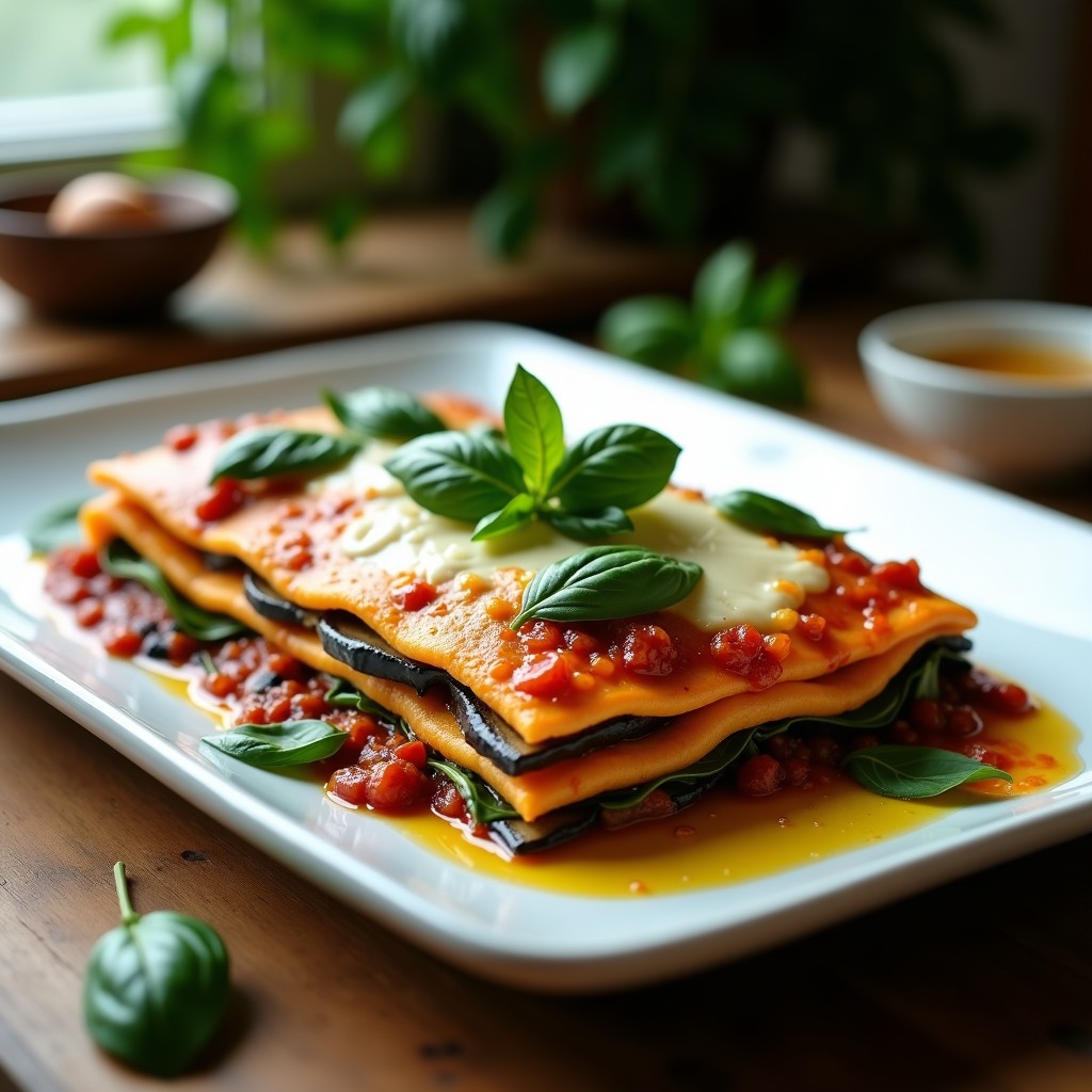 Lasagna de Berenjena y Ricotta de Anacardos: Receta Italiana Vegana Sin Horno