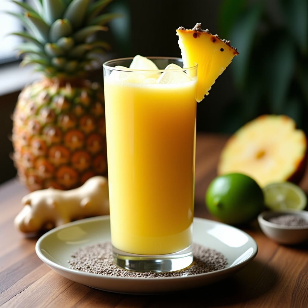 Licado de Piña y Jengibre con Chía: Bebida Desintoxicante y Antiinflamatoria en 5 Minutos