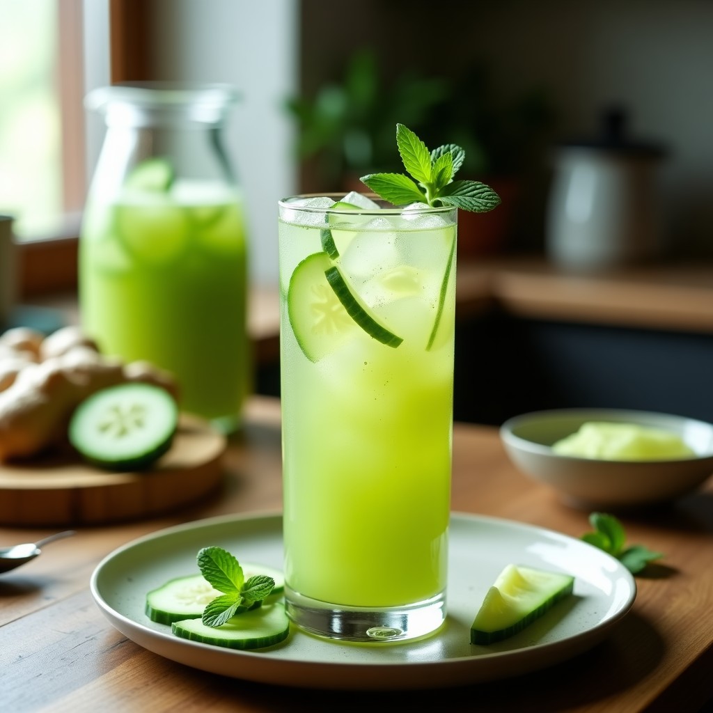 Limonada de Jengibre y Pepino con Aloe Vera: Bebida Detox y Refrescante Sin Azúcar