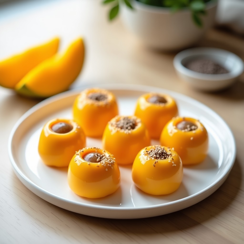 Mochi de Mango y Chía: Postre Japonés Sin Gluten y Sin Azúcar