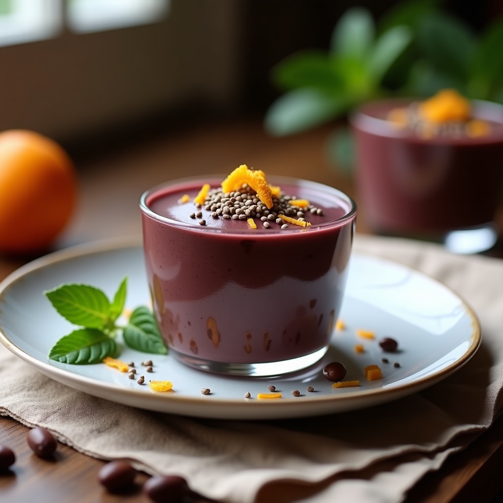 Mousse de Chocolate y Batata Morada: Postre Vegano Sin Azúcar con Toque Peruano