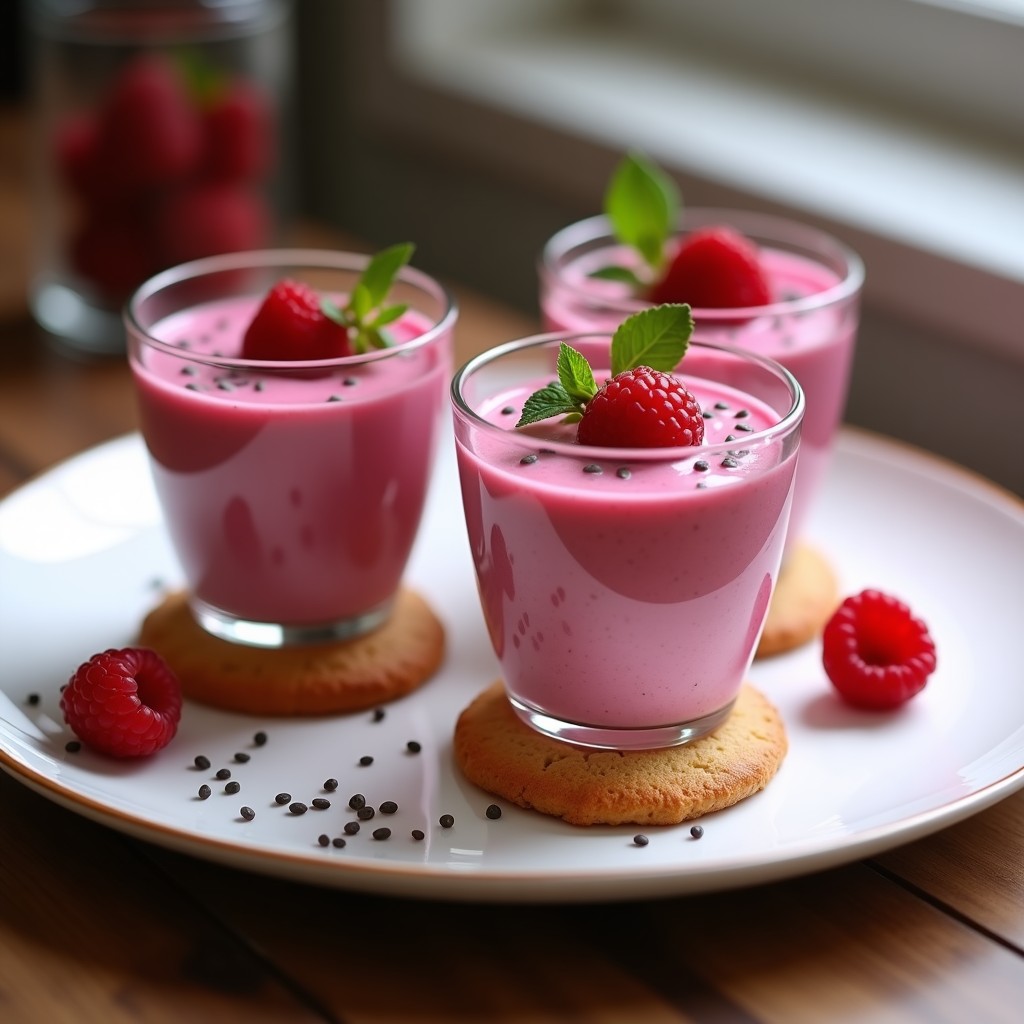 Mousse de Frambuesa y Chía con Base de Galletas de Almendra: Postre Sin Azúcar y Keto