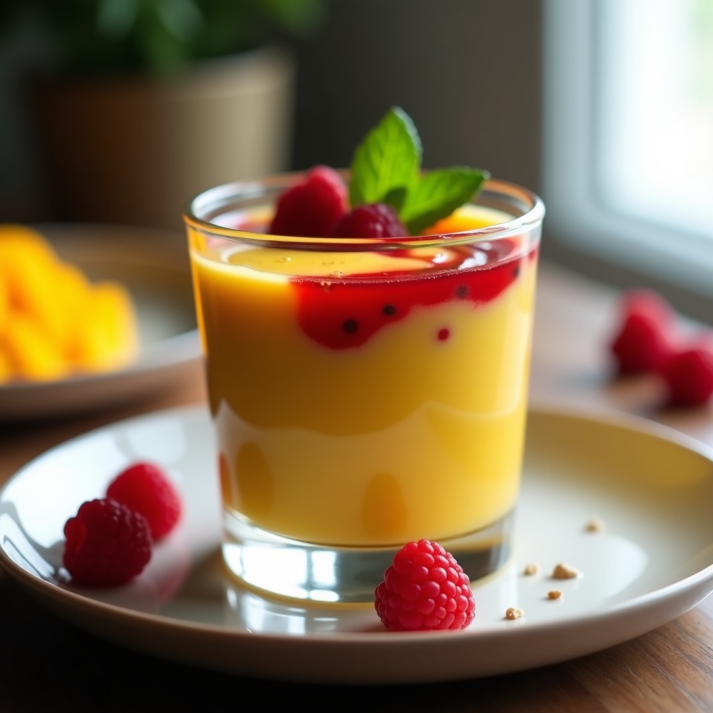 Mousse de Mango y Chía con Couli de Frambuesa: Postre Sin Horno y Sin Lácteos