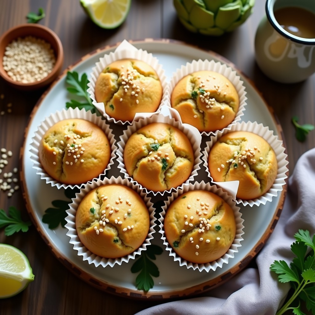 Muffins de Harina de Garbanzo y Alcachofa: Desayuno Vegano Sin Gluten en Thermomix
