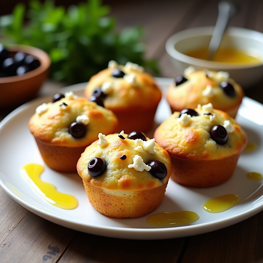 Muffins Salados de Oliva Negra y Queso Feta: Receta Griega en 15 Minutos Sin Horno
