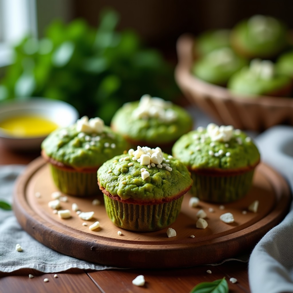 Muffins Salados de Espirulina y Queso Feta: Receta Rica en Hierro en Airfryer