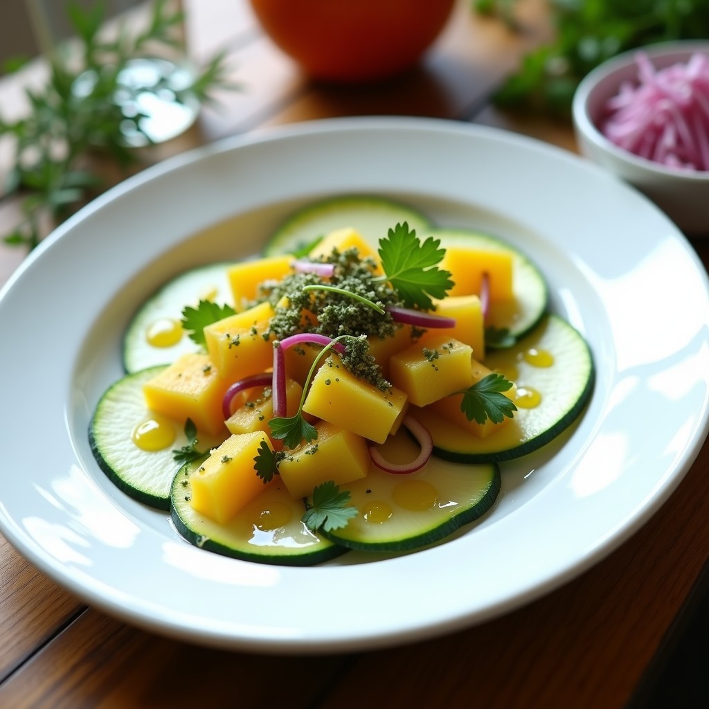 T.navigation de Calabacín y Ceviche de Mango Verde: Receta Fusion Peruano-Mediterránea en 20 Minutos