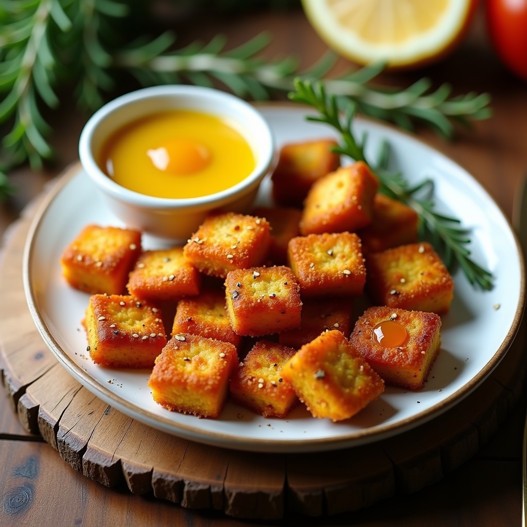 Nuggets de tofu y semillas de cáñamo con salsa de mostaza y miel: Receta Vegana en Airfryer