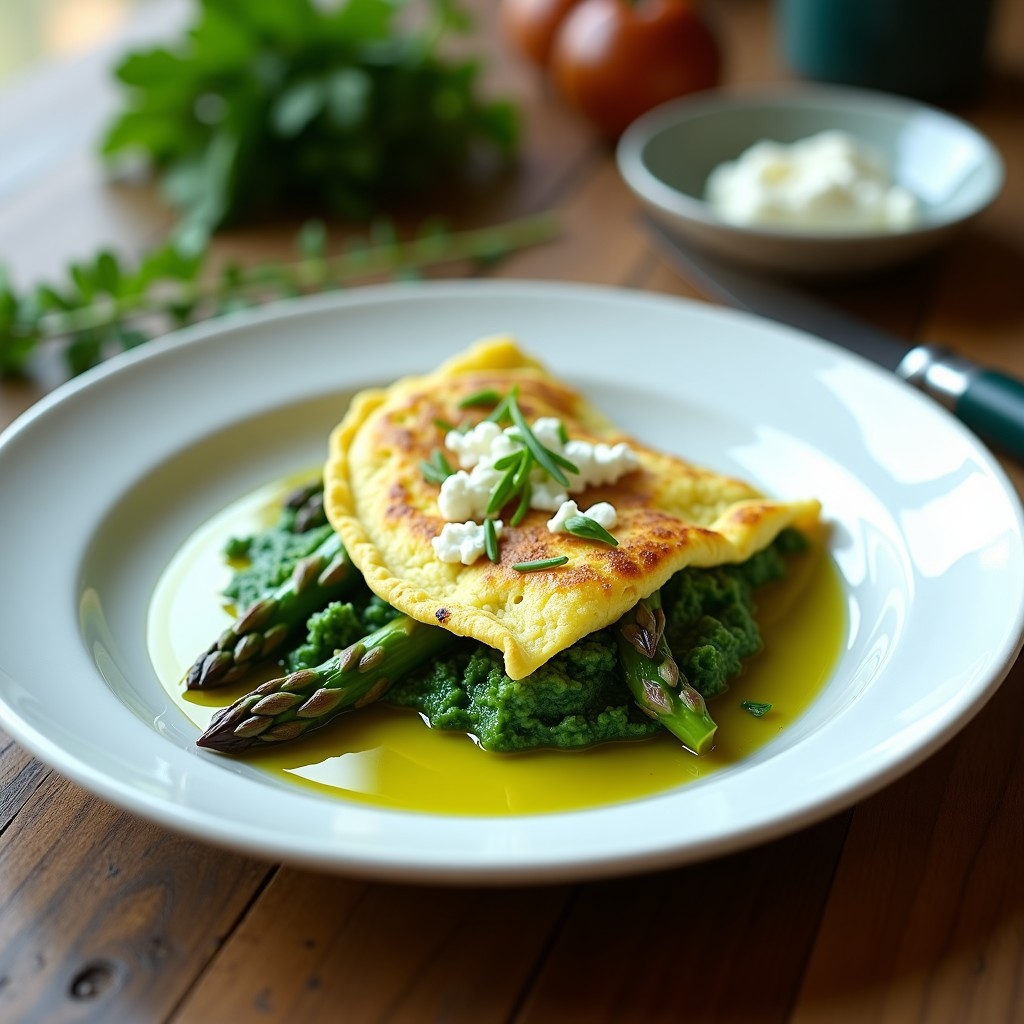 Omelette de Espirulina y Espárragos: Desayuno Keto Alta en Proteína y Antioxidantes