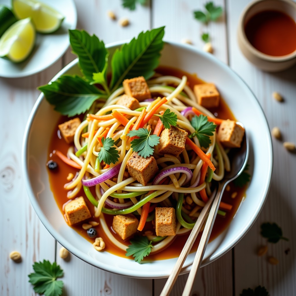 Pad Thai de Calabacín con Tofu y Salsa de Tamarindo: Receta Vegana y Sin Fideos