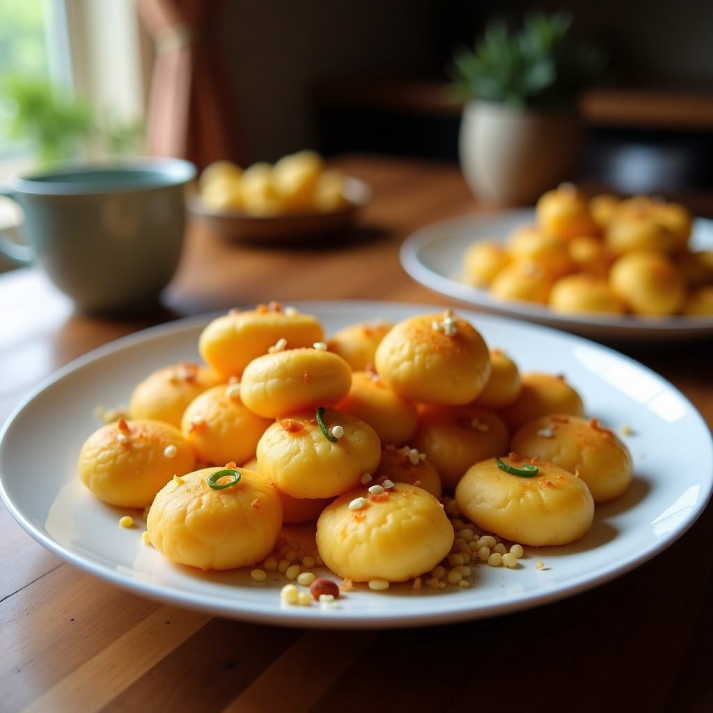 Bol de palomitas de maíz doradas y esponjosas, cubiertas con una mezcla homogénea de especias ahumadas y levadura nutricional, servidas en un plato de madera rústico con fondo oscuro para resaltar su textura crujiente.