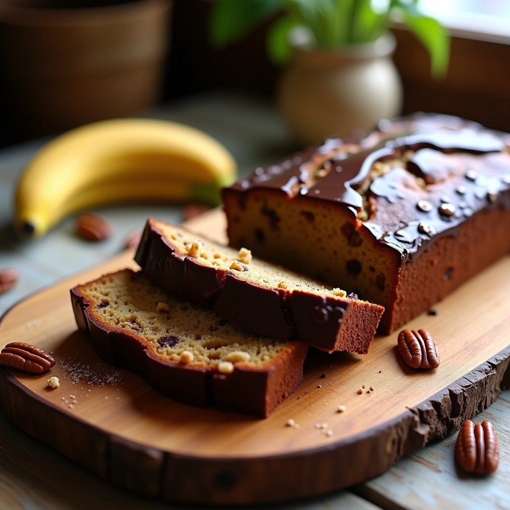 Pan de Plátano y Nueces con Cobertura de Chocolate Negro: Desayuno Keto Sin Azúcar