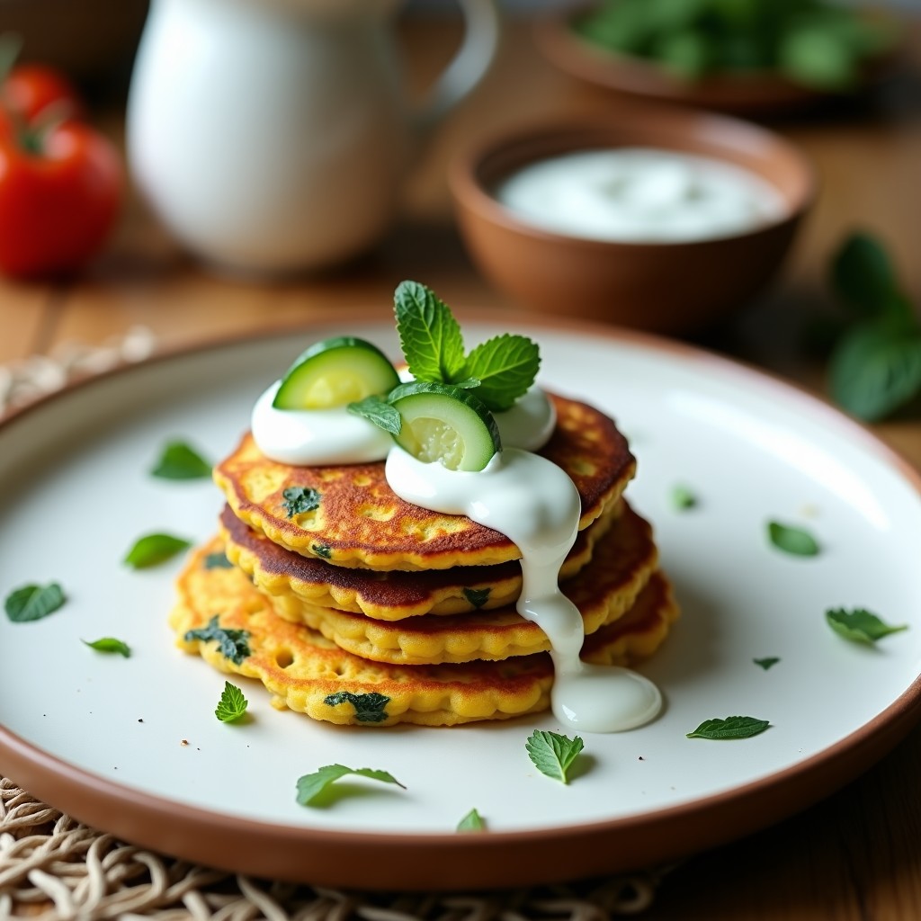 Panqueques de Harina de Garbanzo y Cúrcuma con Salsa de Yogur Griego: Desayuno Indio Keto
