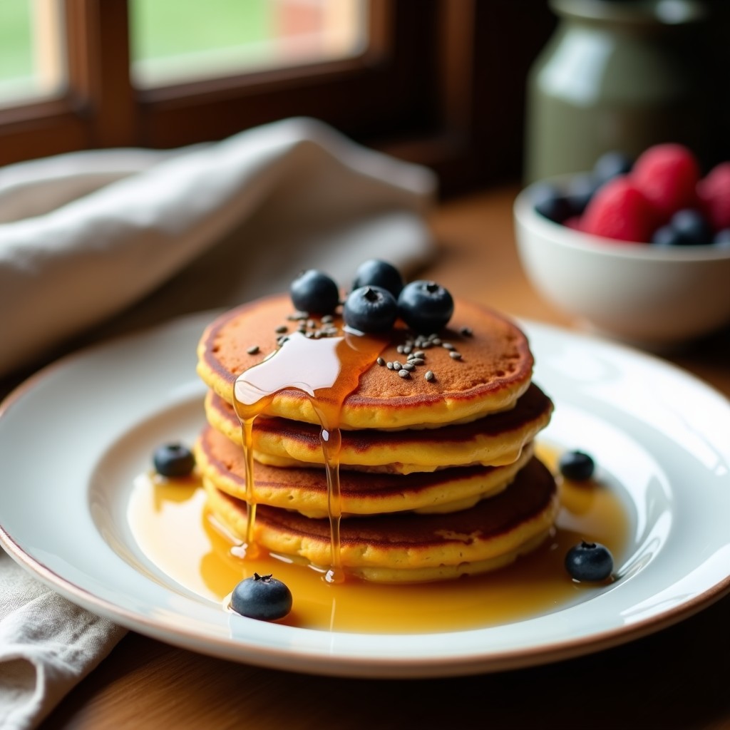 Panqueques de Harina de Guisante y Calabaza: Desayuno Sin Gluten y Alta en Proteína