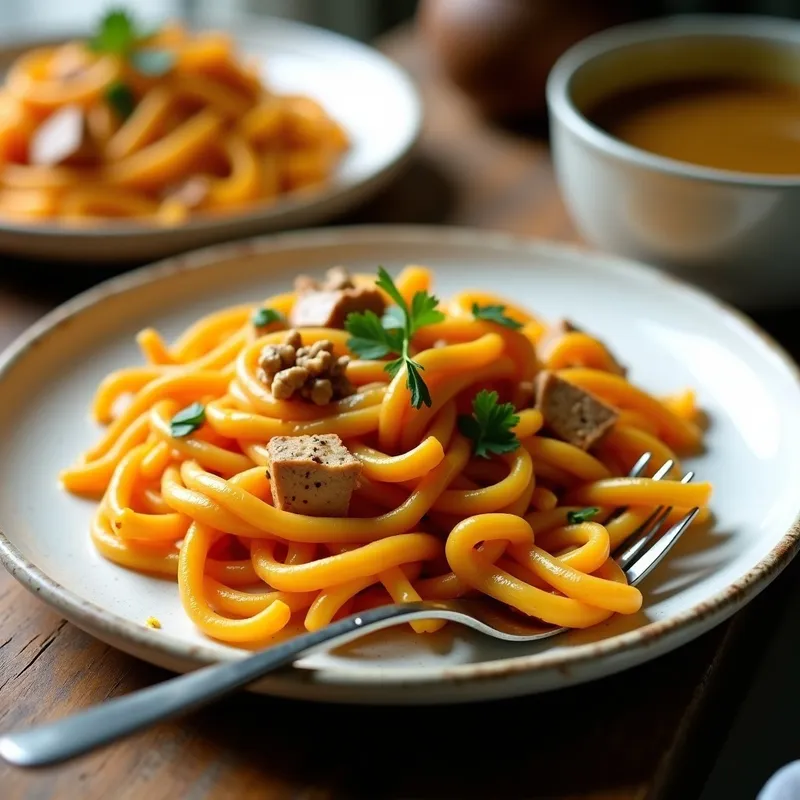 Pasta Cremosa de Calabaza Asada y Tofu Ahumado: Receta Vegana en 30 Minutos