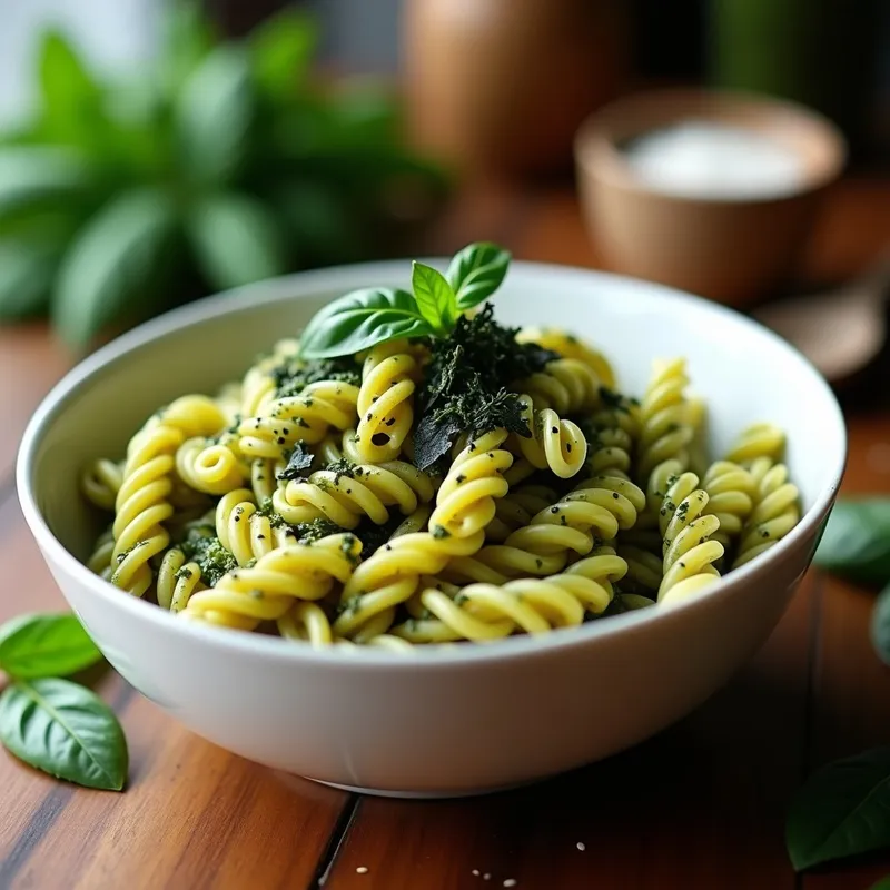 Pasta Integral con Algas Nori y Pesto: Receta Alta en Proteína y Omega-3