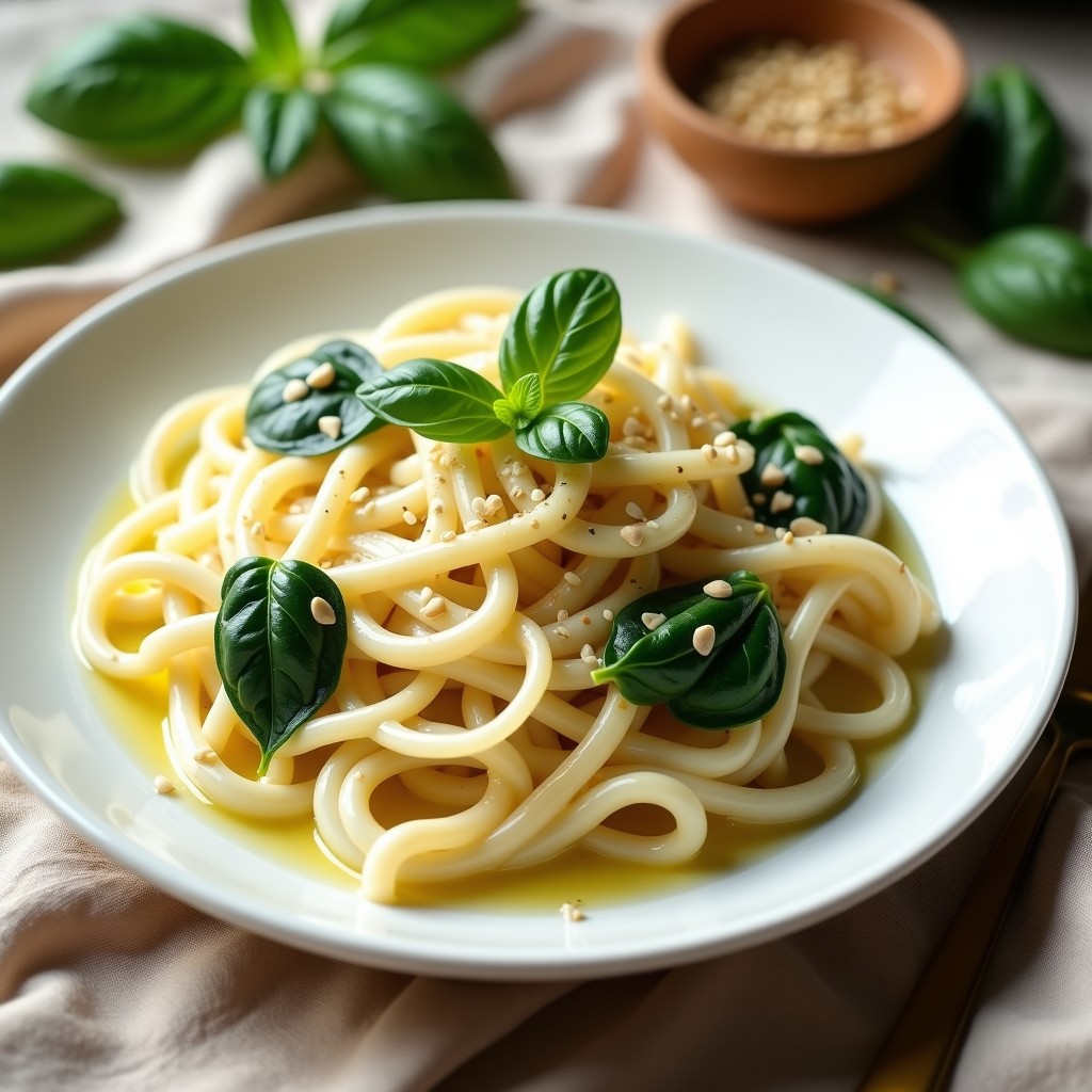 Pasta de Konjac con Salsa Alfredo Vegana y Espinacas: Receta Keto y Sin Gluten en 15 Minutos