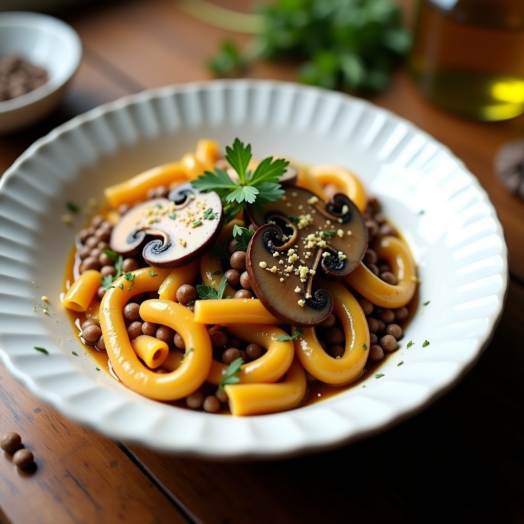 Pasta de Lentejas con Champiñones y Ajo Negro: Receta Vegana y Alta en Fibra