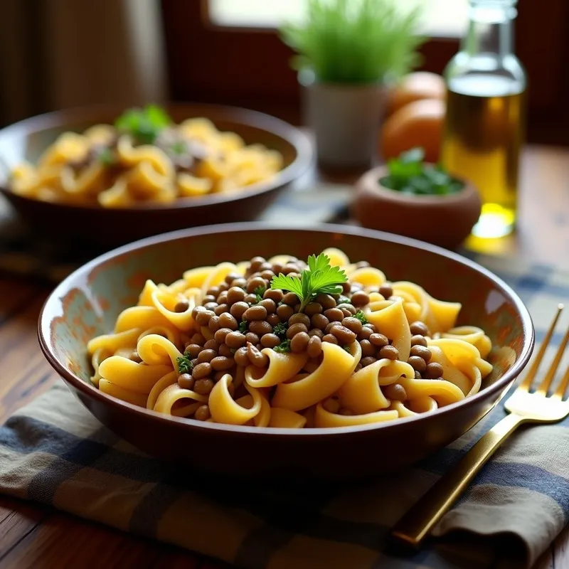 Pasta con Lentejas de Corzo: Receta Tradicional en Thermomix en 25 Minutos
