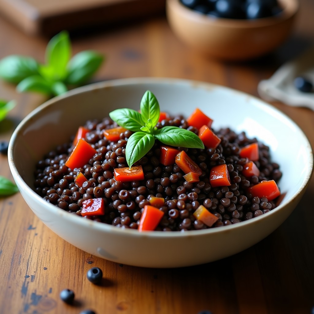 Pasta de Lentejas Negras con Salsa de Pimientos Asados y Aceitunas Kalamata: Receta Griega Keto