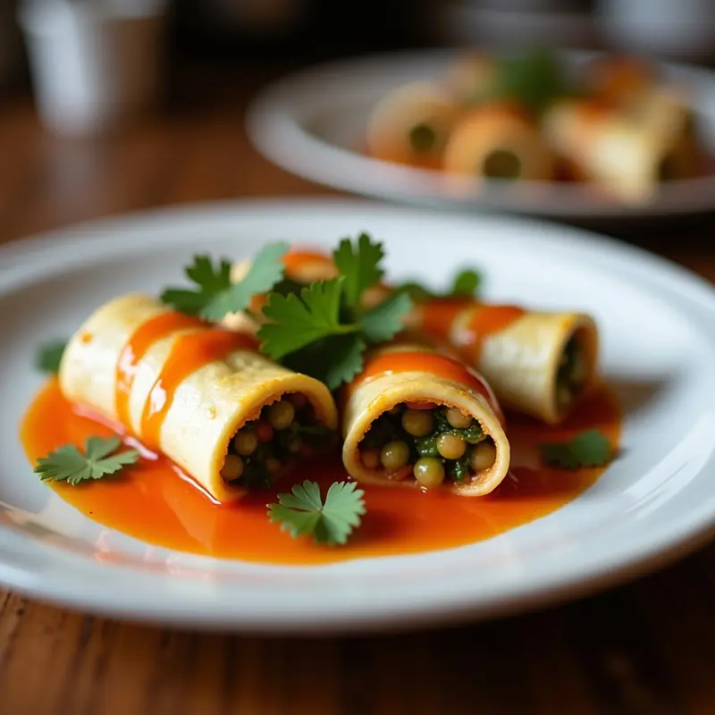 Pham Boi Chay Vietnamita: Rollitos de Primavera Fritos con Tofu y Verduras en Salsa Hoisin