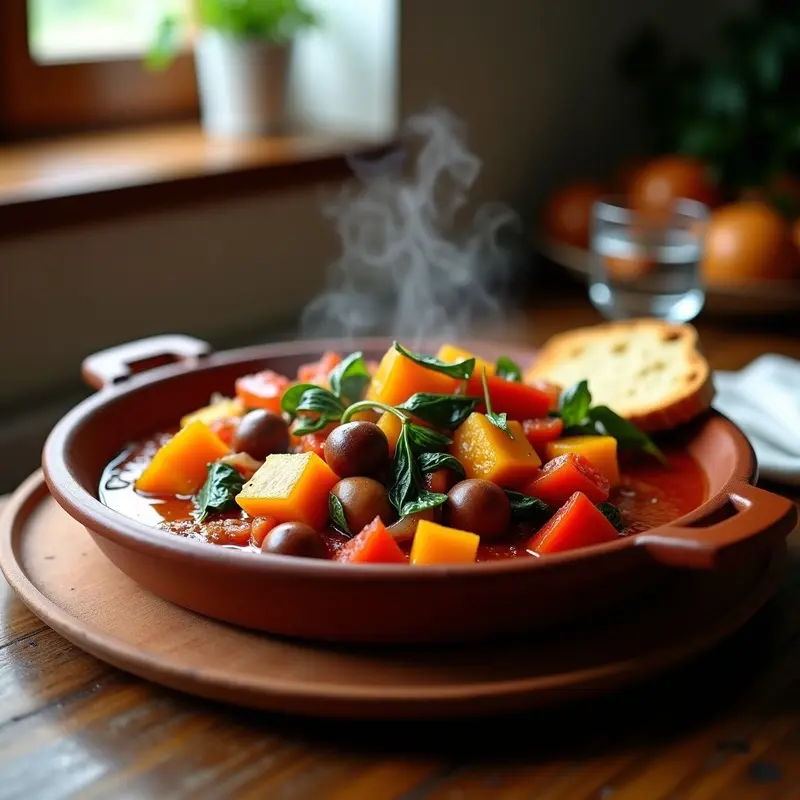Pisto de Invierno con Calabaza y Castañas: Guiso de Temporal en Cazuela de Barro