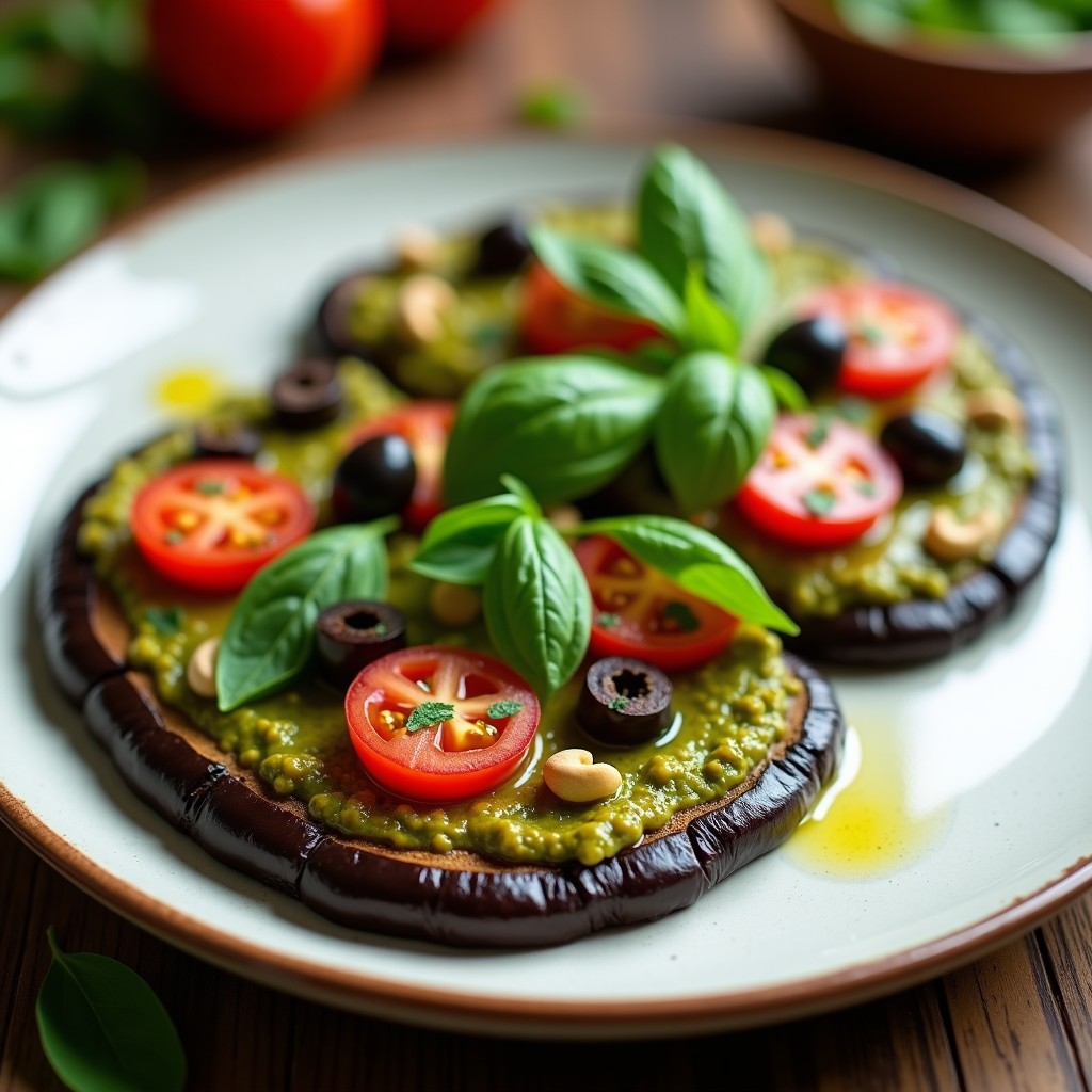 Pizza de Berenjena y Pesto de Albahaca: Receta Vegana y Sin Gluten en Airfryer