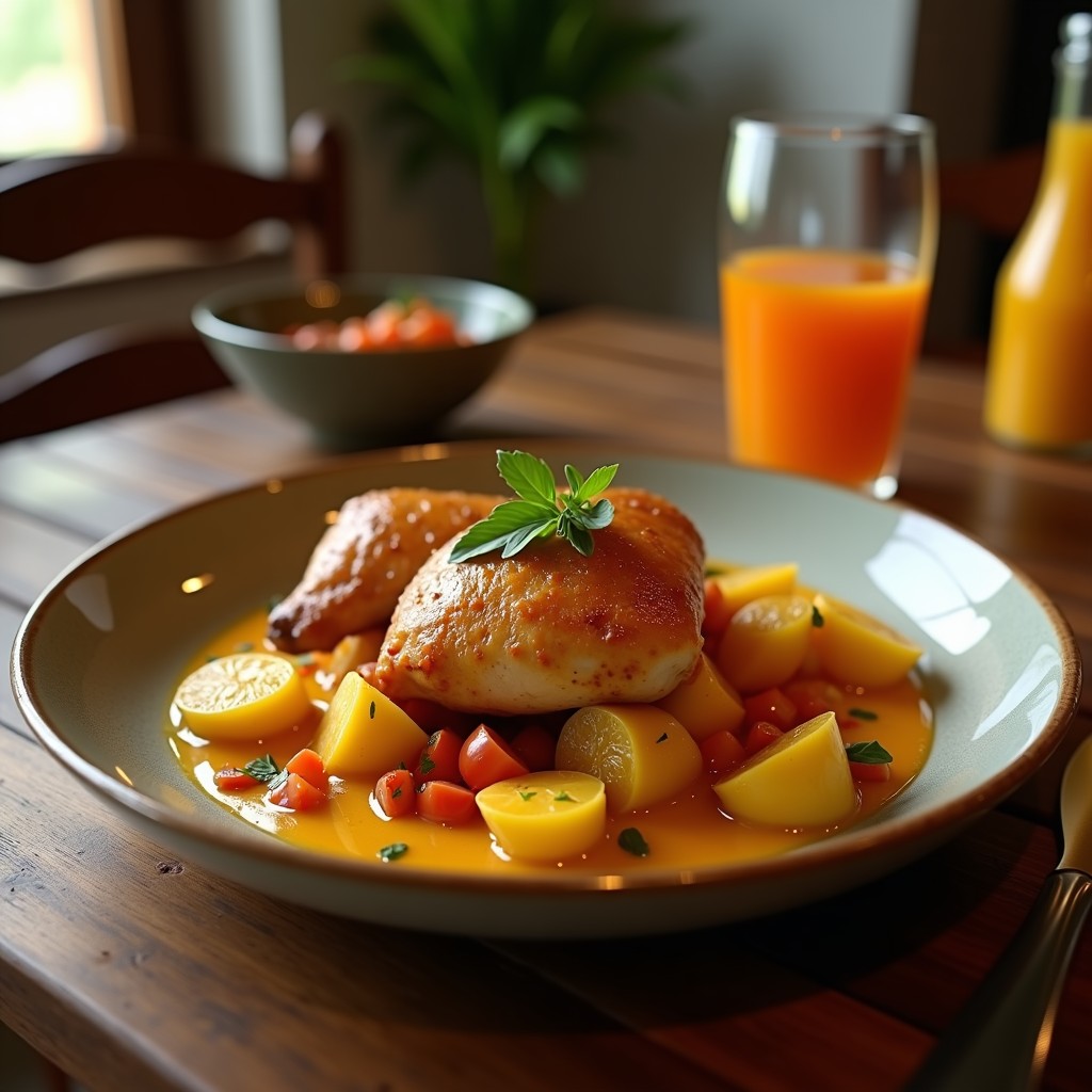Pollo al Horno con Crema de Pimientos del Piquillo y Patatas Panadera: Receta Fácil y Jugosa