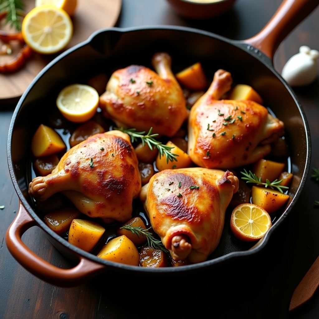 Pollo al Horno con Patatas y Limón Confitado: Receta Fácil y Jugosa