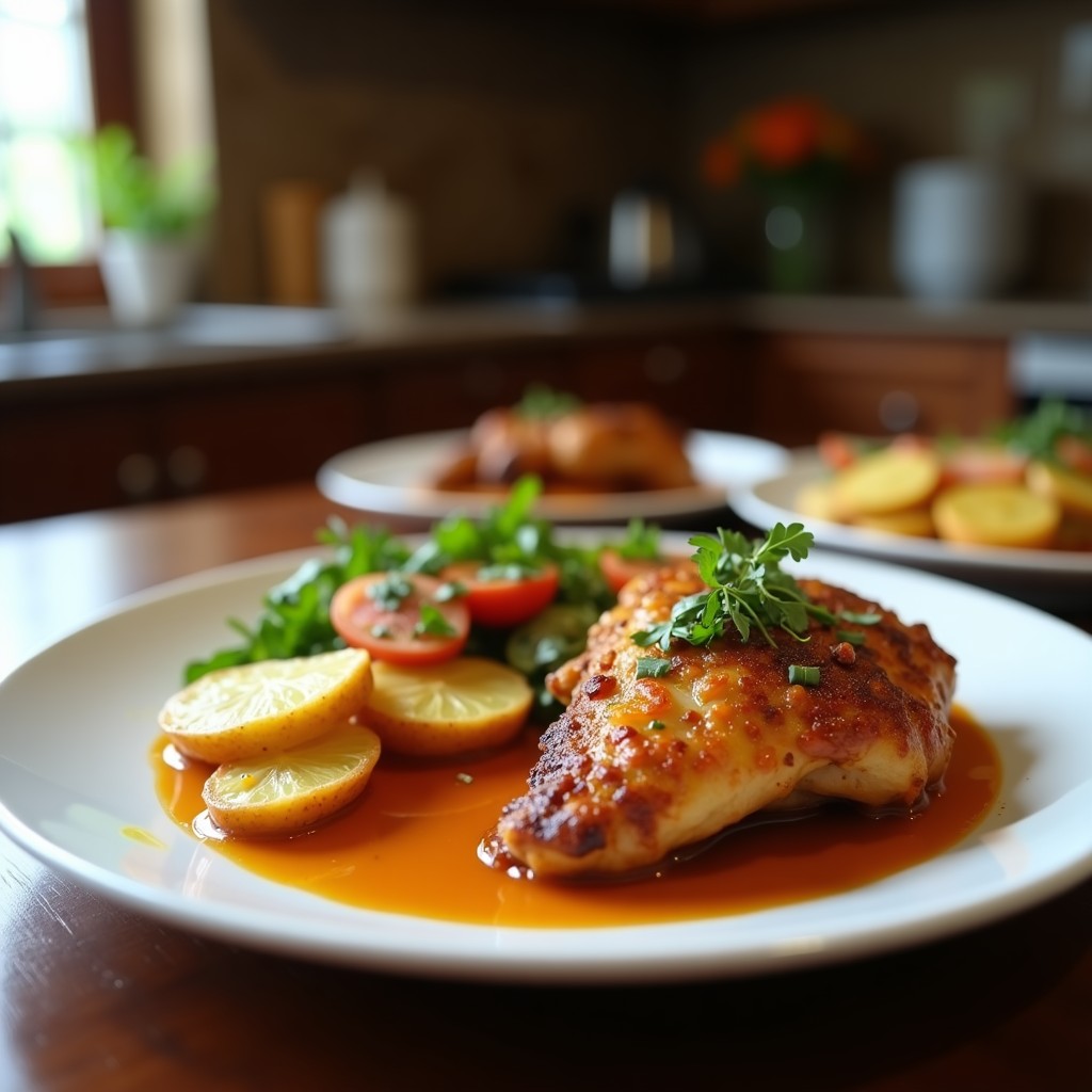 Pollo Asado al Limón y Romero con Patatas Panadera: Receta Jugosa y Fácil al Horno