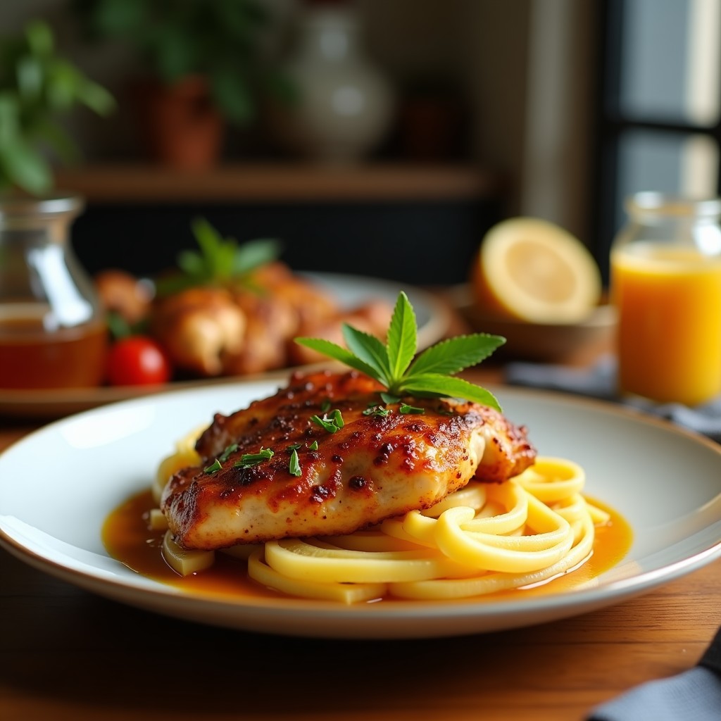 Pollo asado con glaseado de miel y soja en airfryer, receta saludable y rápida