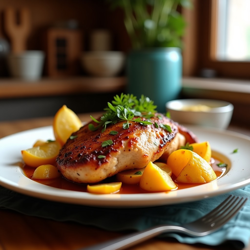 Pollo Asado a la Mostaza y Miel con Patatas Panadera: Jugoso y Fácil al Horno