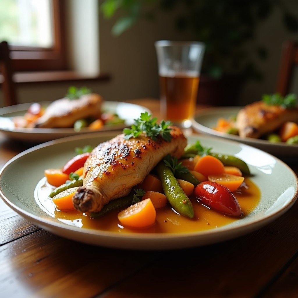 Pollo Asado a la Mostaza y Miel con Verduras Rústicas al Horno: Receta Jugosa y Fácil