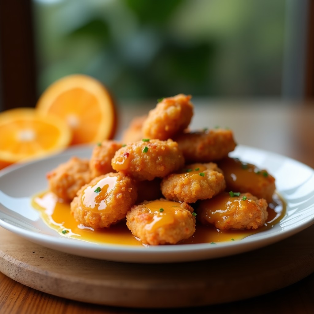 Pollo a la naranja crujiente con arroz jazmín, receta china fácil y saludable