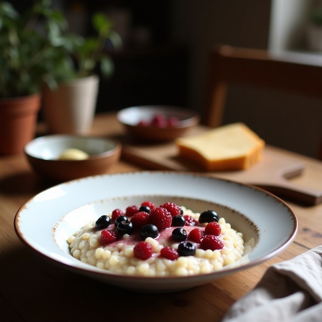 Porridge de Mijo con Leche de Coco y Frutos del Bosque: Desayuno Keto Sin Lactosa
